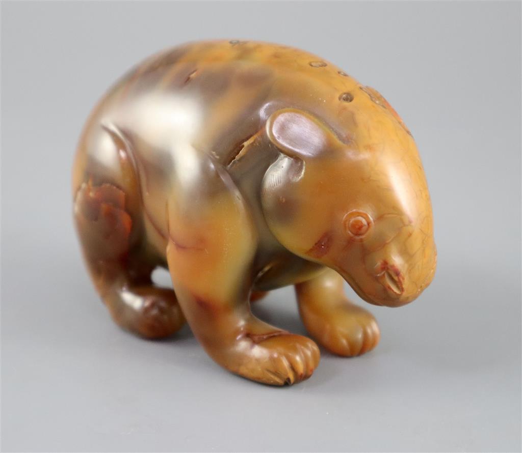 A Chinese chalcedony figure of a standing bear, 10cm